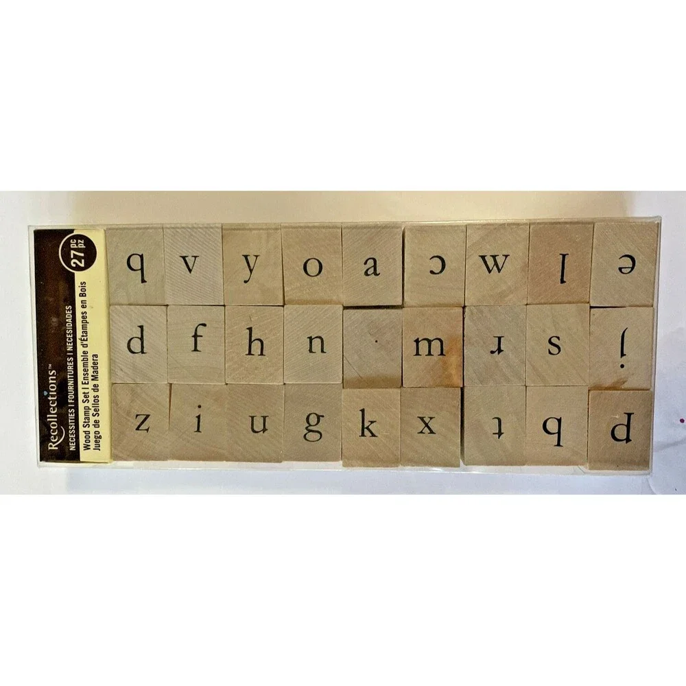 Recollections Necessities - Wood Stamp Set 27 Pieces lower case English letters